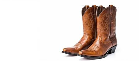 AI generated cowboy boots on white background Generative AI photo