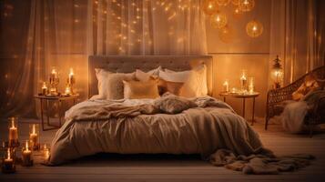 AI generated gold luxury bedroom Generative AI photo