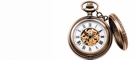 AI generated antique pocket watch on white background Generative AI photo