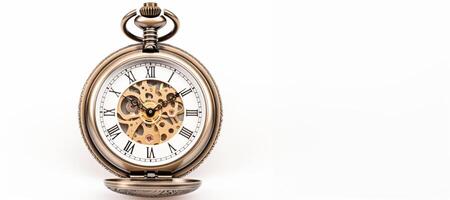 AI generated antique pocket watch on white background Generative AI photo