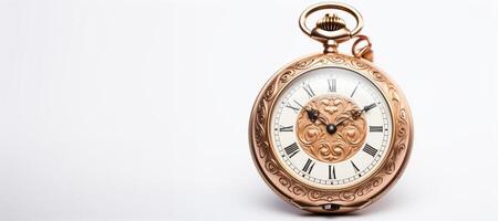 AI generated antique pocket watch on white background Generative AI photo