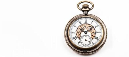 AI generated antique pocket watch on white background Generative AI photo