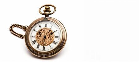 AI generated antique pocket watch on white background Generative AI photo