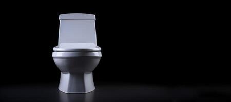 AI generated white toilet bowl on a black background Generative AI photo