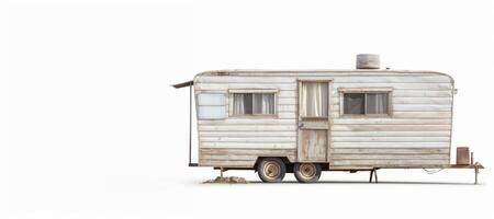 AI generated old mobile home on a white background Generative AI photo