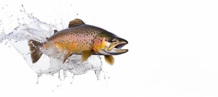 AI generated trout jumps out of the water Generative AI photo