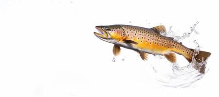 AI generated trout jumps out of the water Generative AI photo