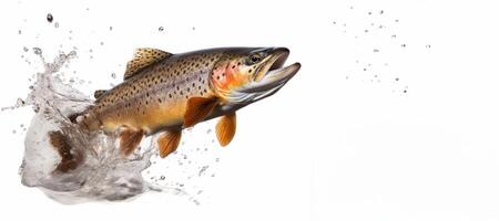 AI generated trout jumps out of the water Generative AI photo
