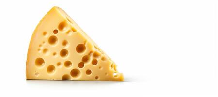 AI generated cheese with holes on a white background Generative AI photo