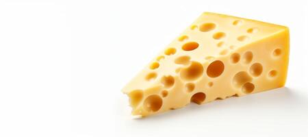AI generated cheese with holes on a white background Generative AI photo