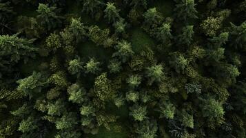AI generated top view of a forest  Generative AI photo