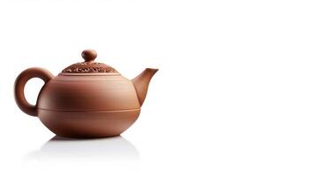 AI generated handmade asian teapot isolated on white background Generative AI photo