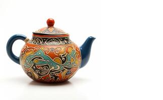 AI generated Asian hand painted teapot Generative AI photo