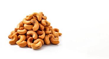 AI generated cashew nuts on white background Generative AI photo