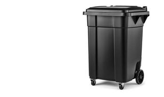 AI generated black trash bin on white background Generative AI photo