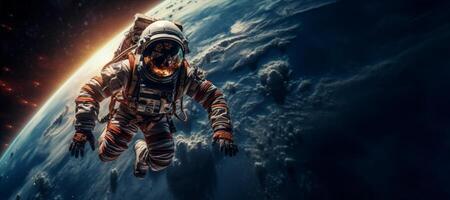 AI generated astronaut in outer space Generative AI photo