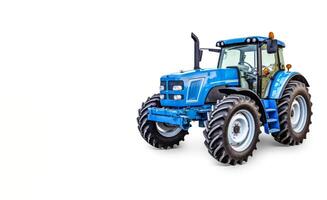 ai generado azul tractor en un blanco antecedentes generativo ai foto