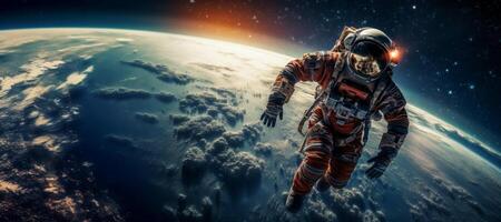 AI generated astronaut in outer space Generative AI photo
