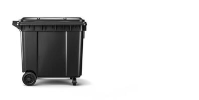 AI generated black trash bin on white background Generative AI photo