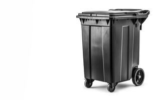 AI generated black trash bin on white background Generative AI photo