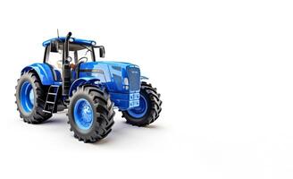 AI generated blue tractor on a white background Generative AI photo