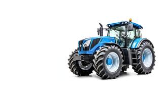 AI generated blue tractor on a white background Generative AI photo