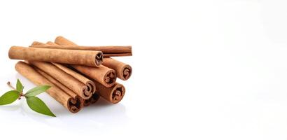 AI generated cinnamon sticks on white background Generative AI photo