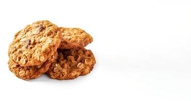 AI generated oatmeal cookies on white background Generative AI photo