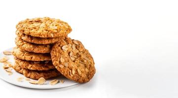 AI generated oatmeal cookies on white background Generative AI photo