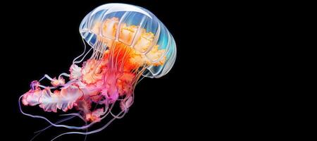 AI generated jellyfish on a black background Generative AI photo