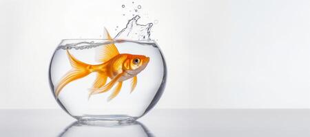 AI generated Goldfish in an aquarium on a white background Generative AI photo