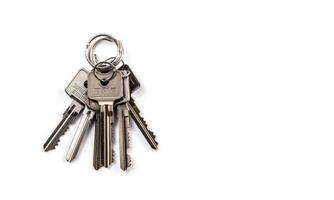 AI generated House keys on white background Generative AI photo