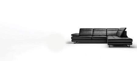 AI generated black sofa on a white background Generative AI photo