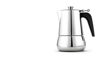 AI generated stainless steel geyser coffee maker on a white background Generative AI photo