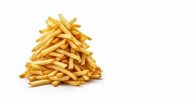 ai generado francés papas fritas en un blanco antecedentes generativo ai foto