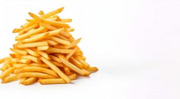 ai generado francés papas fritas en un blanco antecedentes generativo ai foto