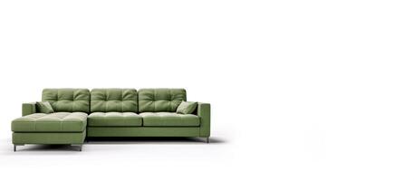 ai generado verde sofá en blanco antecedentes generativo ai foto
