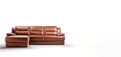 AI generated brown sofa on white background Generative AI photo