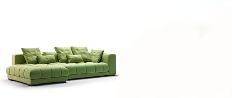 AI generated green sofa on white background Generative AI photo