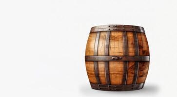 AI generated wooden barrel on white backgroundGenerative AI photo