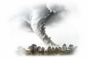 AI generated tornado on white background Generative AI photo