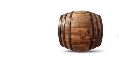 AI generated wooden barrel on white backgroundGenerative AI photo