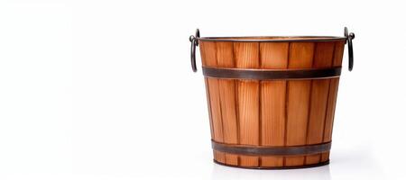 AI generated wooden bucket on white background Generative AI photo