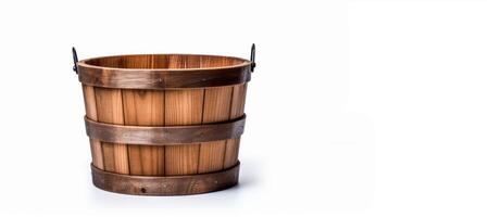 AI generated wooden bucket on white background Generative AI photo