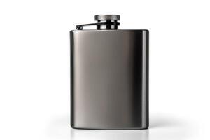 AI generated alcohol flask on white background Generative AI photo