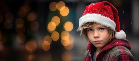 AI generated portrait of a child wearing a Santa Claus hat Generative AI photo