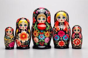 AI generated multi-colored matryoshka doll on a white background Generative AI photo