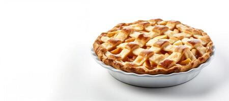 AI generated apple pie on white background Generative AI photo