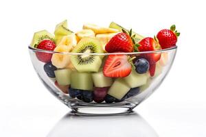 AI generated fruit and berry salad on a white background Generative AI photo