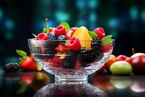 AI generated Fruit and berry salad Assorted Generative AI photo